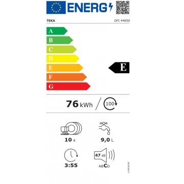 Teka DFI 44850 Πλήρως Εντοιχιζόμενο Πλυντήριο Πιάτων για 10 Σερβίτσια Π44.8xY81.5εκ.